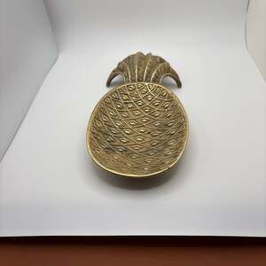 Vintage Solid Brass Pineapple Trinket Dish Footed Jewelry Tray